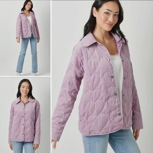 M4. NEW MYSTREE Quilted Heart Jacket Snap Buttons W/Pockets Lavender S, M & L
